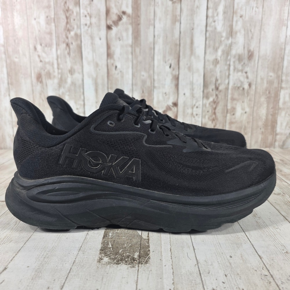 Hoka Clifton 9 Mens 13D Black Black Running Shoes 1127895-BBLC Low Top Sneakers